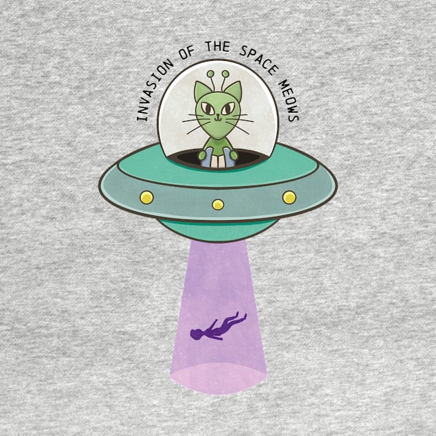 Invasion of the space meows for cat lovers and ufo enthusiast by GosiaArtGarden